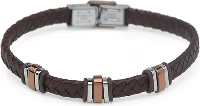 Produktbild von Braunes Lederarmband mit Edelstahl Elementen LB0410
