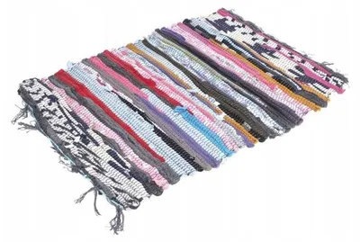 Produktbild von BirnePower Flickenteppich 80x160cm, Fleckerlteppich, Baumwollteppich, Bunt Handwebteppich mit Fransen, Teppichläufer, Vorleger