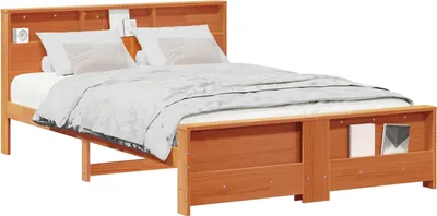 Image de vidaXL Cadre de lit brun cireux 160 x 200 cm Pin massif