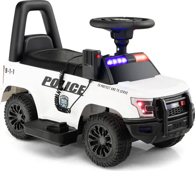 Produktbild von DREAMADE Kinder Polizeiauto, Elektro-Spielzeugauto mit 6V-Batterie und echtem Megafon, Musik, Sirenenblitzlichtern & Scheinwerfern, ab 18 Monate, Weiß