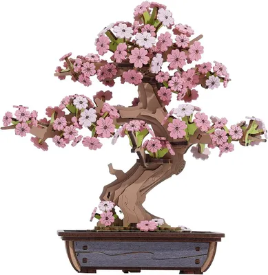 Produktbild von Erwachsene mit 3D Holzpuzzle Blumen, DIY Kirschblüte Topfpflanze Pflanze Handwerk Geburtstag Modellbaukasten Spielzeug