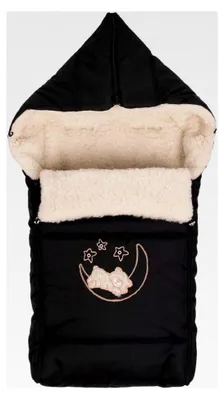 Produktbild von Winterfußsack für Kinderwagen und Babyschalen, Lammwollfußsack, 40 x 90 cm (Schwarz)