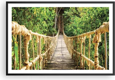 Produktbild von Gerahmtes Poster - Schwarzer Rahmen - Brücke Seil Dschungel - 91,5x61 cm - Wand Bild - Wanddeko - Wandbilder - Kunstposter - Wandposter - Bilderrahmen - Bilder - Kunstdruck - Wandbild P2BAA91x61-4319