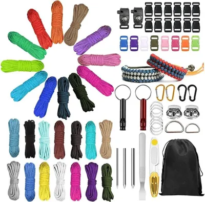 Produktbild von Paracord-Set – Paracord 550 – Vielseitiges Seil – Seilspitze – Nadeln – Geeignet für die Herstellung von Armbändern/Schlüsselanhängern (DIY)