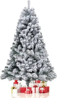 Produktbild von Eikuavons Künstlicher Weihnachtsbaum mit Schneeeffekt, Automatikzweigen und faltbarem Metallständer, dichter PVC-Tannenbaum, wiederverwendbar, 180 cm
