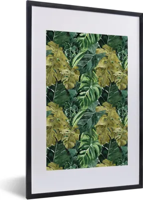 Produktbild von MuchoWow® Gerahmtes Poster Tropisch - Grün - Blatt 40x60 cm - Poster mit Schwarzem Bilderrahmen Wandposter Rahmen Foto Bilder - Poster in Rahmen