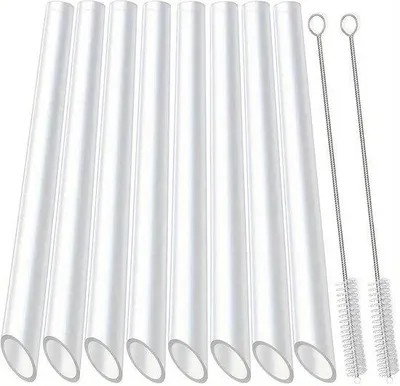 Produktbild von Ultiluxe Bubble Tea Strohhalme - Wiederverwendbar - Dicke Strohhalme - 2 Reinigungsbürsten - Boba Zubehör - Hochwertig - 26 x 1 cm - Transparent