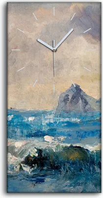 Produktbild von Küchenuhr Bürouhr Leinwand Uhr 30x60 Meer mit Wellen Landschaft Malerei - weiße Hände