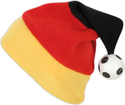 Produktbild von Deutschland Nikolaus Mütze mit Fußball Bommel Schwarz Rot Gold Fan Karneval EM