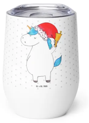 Produktbild von Mr. & Mrs. Panda thermosbecher Einhorn Weihnachtsmann - Weiß - Geschenk, Thermo Becher, Einhörner, Weihnachten, Schokolade, kaffee tasse, glühweinbecher, Unicorn, Schoki