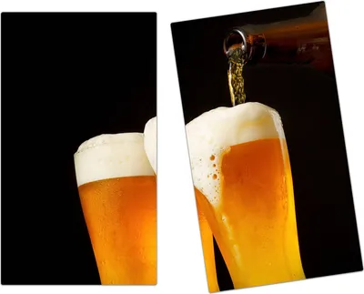 Produktbild von Spritzschutz Herdabdeckplatte Schneidebrett aus Glas Bier wird eingeschenkt 2-Teilig (60x52cm)