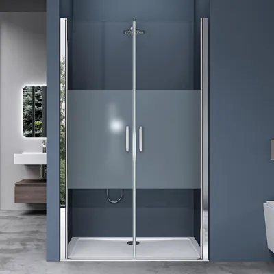 Immagine prodotto di doporro Porta Box Doccia per Nicchia 100x195cm Porta Battente 2 Ante Saloon Vetro Temperato 6 mm Parzialmente Satinato Teramo24MS