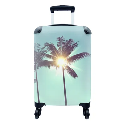 Produktbild von MuchoWow® Koffer Handgepäck Trolley Rollkoffer Kleine Reisekoffer mit 4 Rollen - Palmen - Sommer - Sonne - Cabin Size < 55x40x23 cm & 55x40x20 cm - Fotokoffer - Kabinenkoffer - Boardgepäck - Reise-Box - Reisekoffer - Reisegepäck - Koffer mit Bild - Trolley für Kinder