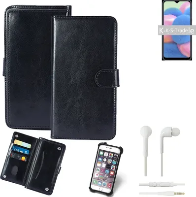 Produktbild von K-S-Trade 360° Hülle kompatibel mit Wiko View 3 Pro inkl. Headphones schwarz Kunstleder Case BookCase WalletCase Kunstlederederhülle Handyhülle,