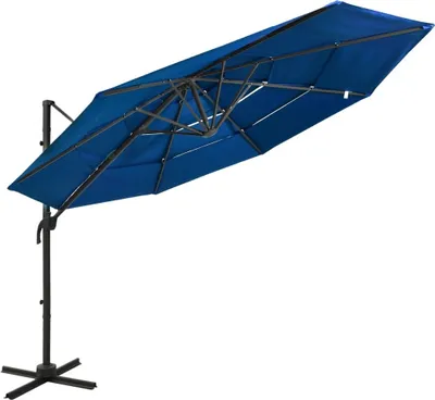 Produktbild von The Living Store Sonnenschirm mit Aluminium-Mast 4-lagig Azurblau 3x3 m