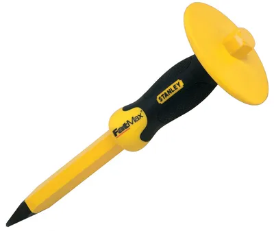 Produktbild von Stanley FATMAX Maurerspitzmeissel mit Handschutz, Stahl, Schmiedeeisen, Gummi, Schwarz, Gelb, Beton, 305 mm