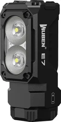 Produktbild von Wuben E7 6500K EDC aufladbare Winkel LED Kopflampe Taschenlampe - black - komplett Set