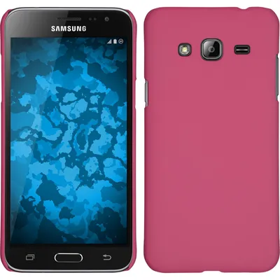 Produktbild von PhoneNatic Case kompatibel mit Samsung Galaxy J3 - Hülle pink gummiert Hard-case + 2 Schutzfolien