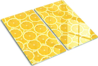 Immagine prodotto di Copertura per piano cottura – Copertura per piano cottura a induzione – Piano di vetro protettivo – 2x30x52 cm – Piani di vetro protettivi per fornelli – Vetro temperato – Fette di limone
