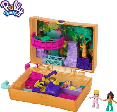 Zdjęcie produktu dla Szkatułka safari z sokiem Polly Pocket, 2 małe lalki i akcesoria