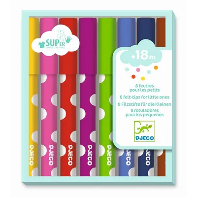 Produktbild von Djeco-Farben: 8 dicke Filzstifte