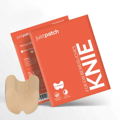 Produktbild von JustPatch 12 Kniepflaster – Gezielt gegen Knieschmerzen & Gelenkbeschwerden, unterstützt Beweglichkeit mit wohltuender Tiefenwärme Langanhaltend.
