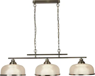 Produktbild von Pendelleuchte Glas Metall E27 H: max. 120 cm in Messing Antik 3-flammig Jugendstil Hängelampe
