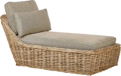 Obrázek produktu pro BELIANI Zahradní lehátko přírodní ratan proutěné 3 polštáře taupe polstr boho tradiční styl zahrada terasa