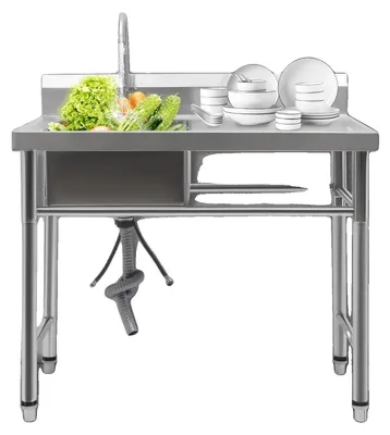 Produktbild von Küchenspüle, freistehendes Design, 360° Wasserhahn, Silber