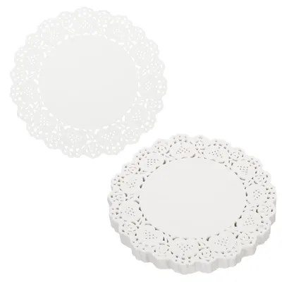 150 runde Spitzen-Papiertischdecken, 16,5 cm, weiß, Einweg