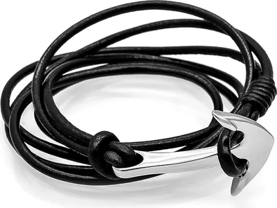 Produktbild von Damen Lederarmband zum wickeln Anker Anchor Edelstahl Autiga® 55 cm