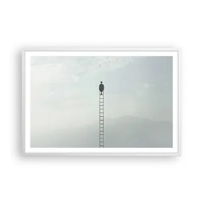 Produktbild von Gerahmtes Poster - Weißer Rahmen - Leiter Himmel Symbol - 91,5x61 cm - Wand Bild - Wanddeko - Wandbilder - Kunstposter - Wandposter - Bilderrahmen - Bilder - Kunstdruck - P2WAA91x61-4463