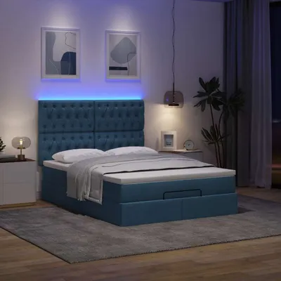 Produktbild von Eleganten-Stil Ottoman-Bett mit Matratze Blau 140x200 cm Stoff - Klassische Betten CHY5505283