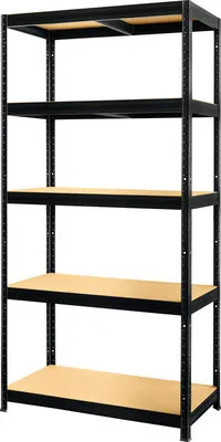 Produktbild von Schwerlastregal FUTUR schwarz matt 180x90x45cm Stecksystem 5 Holzböden Tragkraft 1750 kg