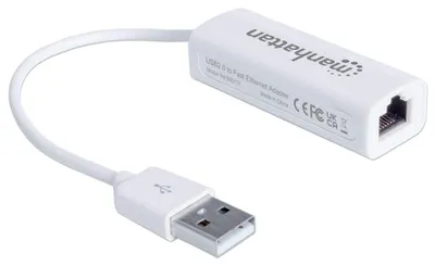 Image de MANHATTAN USB Adapter USB 2.0 -> RJ45 Fast Ethernet    weiß