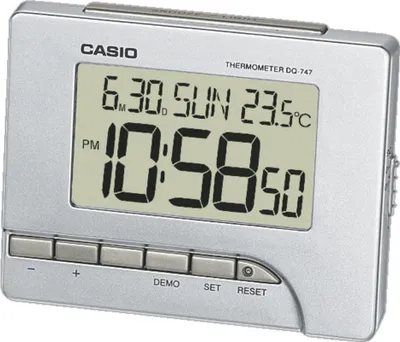 Obrázok produktu pre Casio DQ-747-8EF, Digitálny budík, Obdĺžnik, Strieborná, 0 - 40 °C, °C, LED