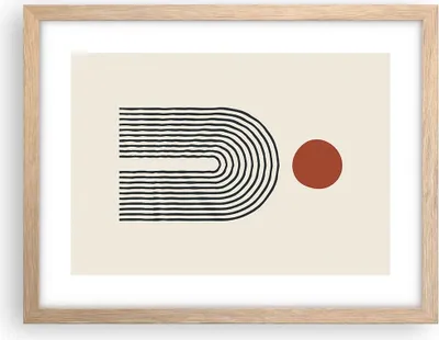 Produktbild von Gerahmtes Poster - Rahmen in heller Eiche - Abstraktion Grafik Linien - 40x30 cm - Wand Bild - Wanddeko - Wandbilder - Kunstposter - Wandposter - Bilderrahmen - Bilder - Kunstdruck - P2NAA40x30-5035
