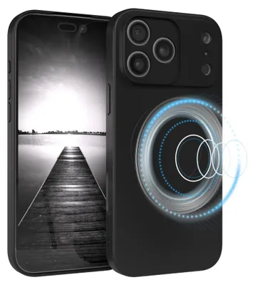 Produktbild von EAZY CASE - Silikonhülle magnetisch für Apple iPhone 17 Pro Max, Hülle Silikon, weich stoßfeste Magnet Handyhülle, Schutzhülle mit Kameraschutz, TPU Bumper in Schwarz
