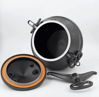 Produktbild von Kazan 15L (11,8 L) – Afghanischer Kessel mit Antihaftbeschichtung | Aluminium-Schmortopf für Gas, Grill & Camping | Schwarz, leicht zu reinigen
