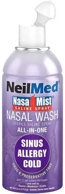 Produktbild von Nazal Spray, NeilMed, NasaMist All in One Multi Purpose, Isotonic, mit Kochsalzlösung, beruhigt, befeuchtet und reinigt die Nasengänge, 3 verschiedene Düsen, ohne Konservierungsstoffe, 177.6gr