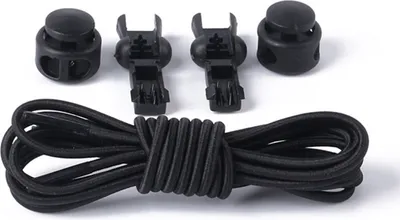 Produktbild von Elastische Schnürsenkel mit Schnellverschluss Schnellschnürsystem Schuhbänder ohne Schuhe Binden Schuhe Rund, Schwarz