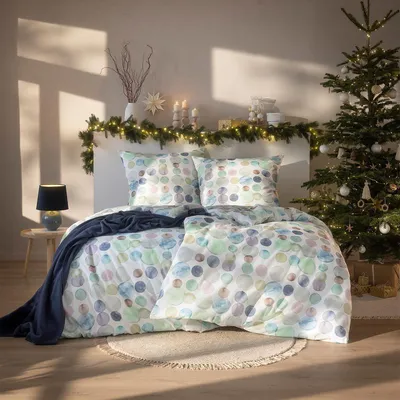 Produktbild von Estella Kuschelflanell Bettwäsche Colour Dots grün 135x200 cm + 80x80 cm