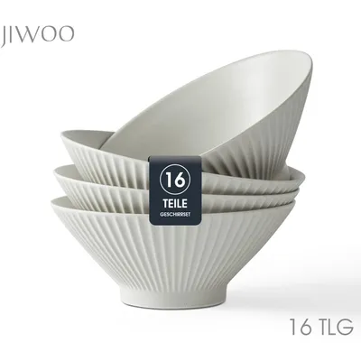 Produktbild von Schüssel Set 16er Ø20 cm Japanische RamenSchüsseln Suppenschüssel 16 personen Suppenteller Salatschüssel MattGlasur mikrowellen spülmaschinenfest