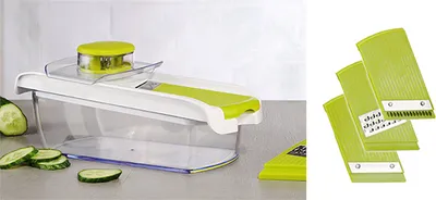 Produktbild von Multifunktionale Gemüsereibe mit 3 verschiedenen Schneiden, aus Edelstahl, 27,5 x 15,7 x 14cm