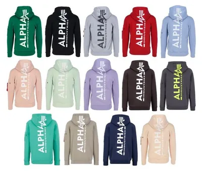 Produktbild von ALPHA INDUSTRIES BACK PRINT HOODY Herren Kapuzenpullover, Größe:XXL, Farbe:03 Black