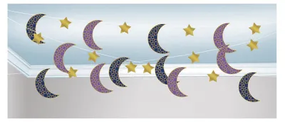 Produktbild von 6er-Set Papiergirlanden Mond + Sterne 1001 Nacht 2,13 m Orient-Deko -