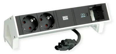 Produktbild von BACHMANN DESK2 2xSchutzkontakt USB C, USB Charger 30W 1xABD 0,2m GST18 weiss