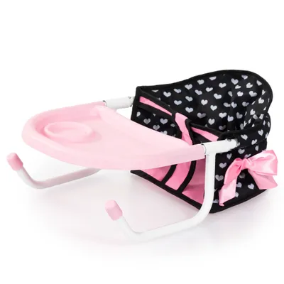 Produktbild von Bayer Design 65860AA Tischsitz für Puppen, Puppensitz, Zubehör für Babypuppen, schwarz und weiß mit Herzchen