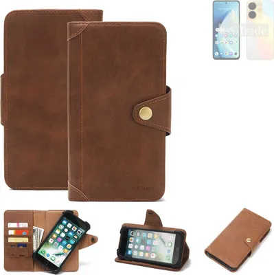 Produktbild von K-S-Trade Handyhülle kompatibel mit Realme C55 Schutz Hülle Walletcase Bookstyle Tasche Case Handytasche Wallet Flipcase Cover PolyurethanBraun (1x)