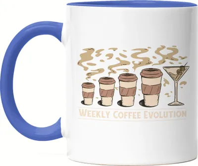 Produktbild von Weekly Coffee Evolution Tasse Blau Cappuccino Morgens Frühstück Cappuccino Caffee Latte Kaffeeliebhaber